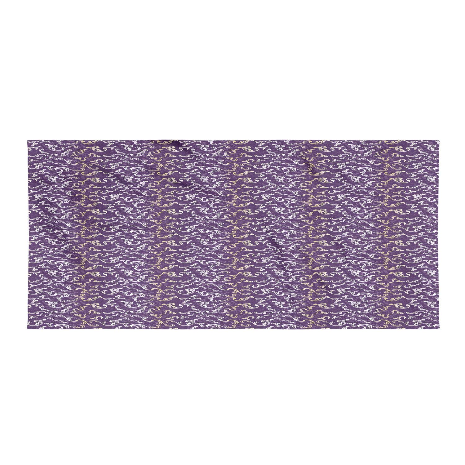 Ambesonne Baroque Gym Towel - Ultra Soft & Absorbent Microfiber Workout Towel with Lavish Floral Swirl Design for Yoga, Beach, Sports | Lightweight & Compact | Purple Eggplant Color | Perfect for Gym, Travel & Outdoor Activities