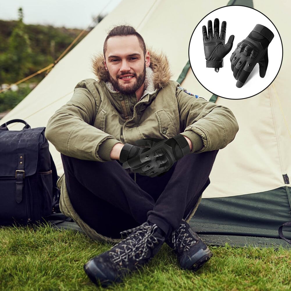 Men's Touchscreen Work Gloves with Knuckle Protection - Outdoor & Motorcycle Use