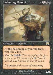 Magic The Gathering Grinning Demon Onslaught Card - Rare MTG Collectible for Trading & Deck Building - Perfect for Game Nights & Tournaments