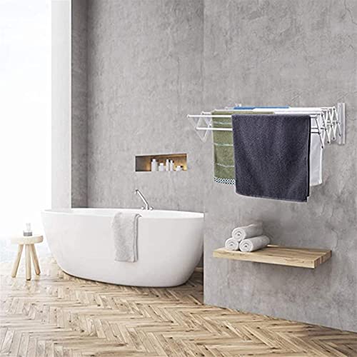 Wall Mount Clothes Drying Rack - 5-Tier Aluminum Alloy Foldable Laundry Rack for Indoor/Outdoor Use | Stainless Steel Expandable Towel Hanger (40cm) | Perfect for Small Spaces, Apartments & Balconies