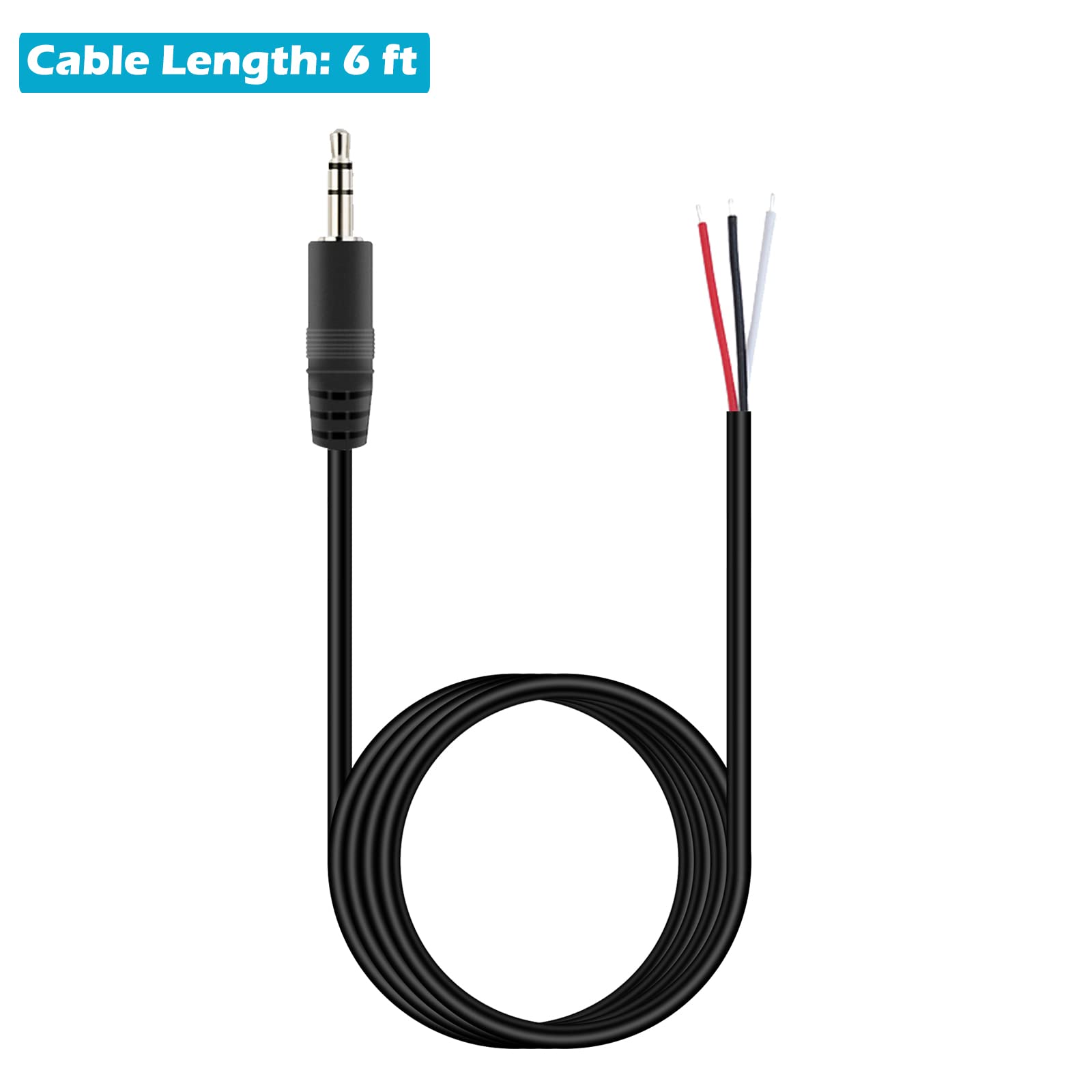Fancasee 6FT 3.5mm Male to Bare Wire Speaker Cable - TRS Stereo Audio Adapter for Headphones, Headsets, Earphones - Perfect for Home Theater, Car Audio & DIY Speaker Repairs