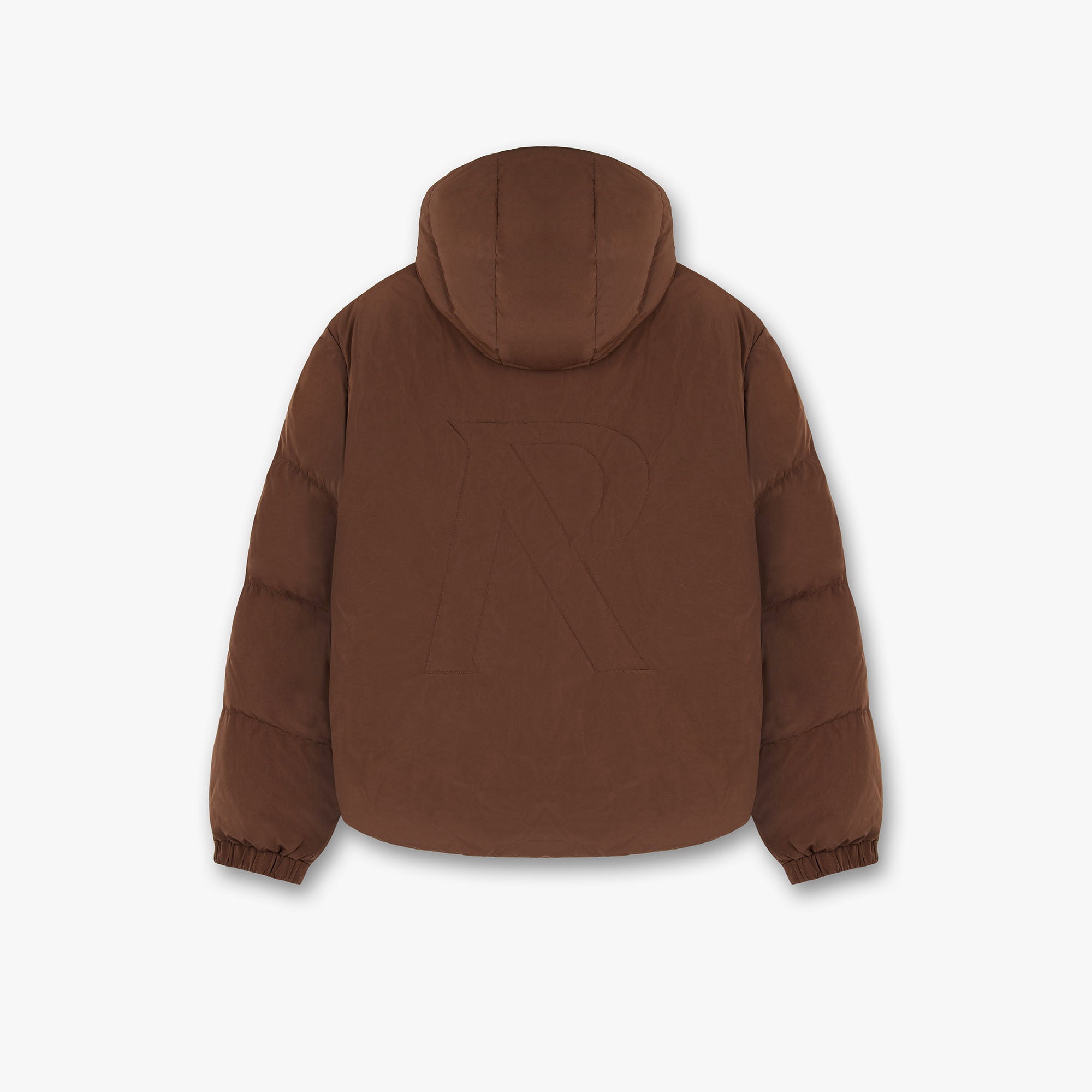 Initial Hooded Puffer Jacket - Women's Winter Coat in Mocha Brown | Warm Quilted Outerwear for Cold Weather & Outdoor Activities