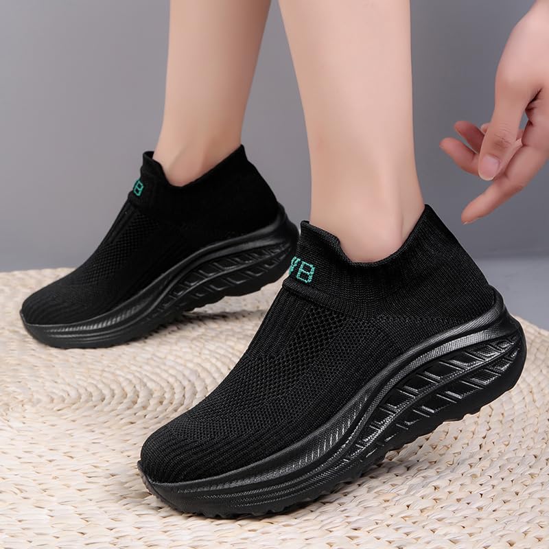 Women's Slip-On Walking Shoes - Lightweight Breathable Mesh Sneakers for Running, Tennis & Fitness | Non-Slip Comfort Sock Shoes | Perfect for Workouts, Travel & Everyday Wear