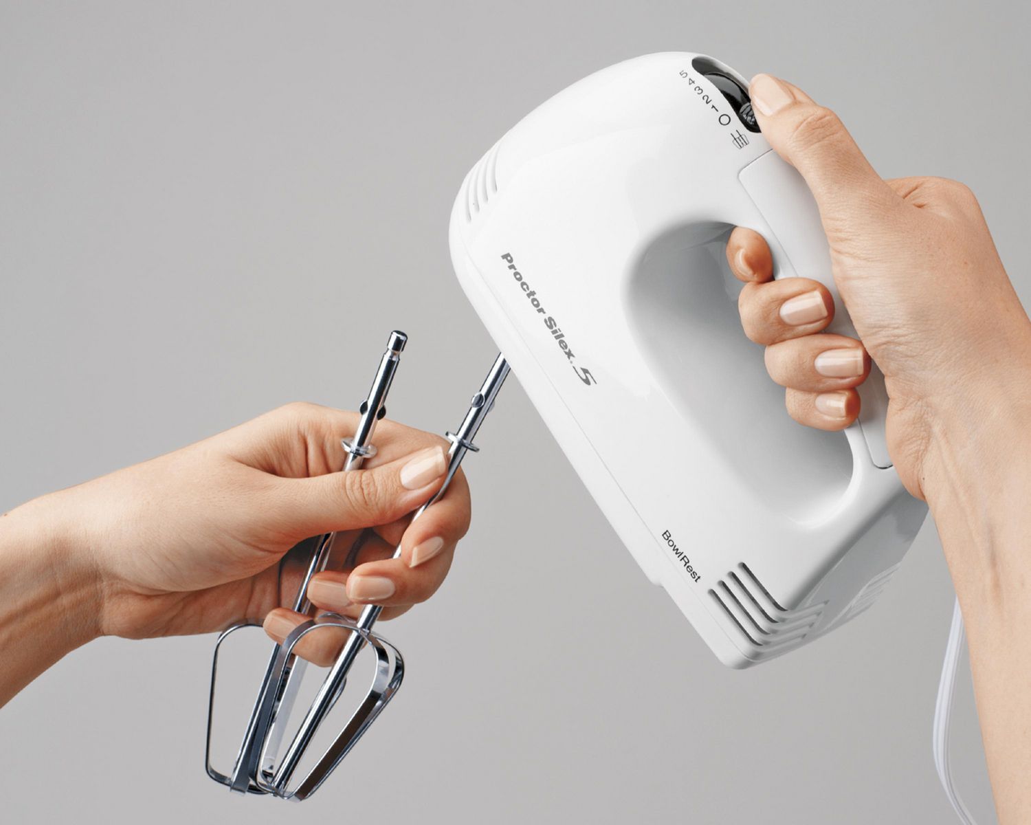 Proctor Silex 5-Speed Hand Mixer - White (Model 62515RY) - Perfect for Baking, Whipping, and Mixing in Your Kitchen