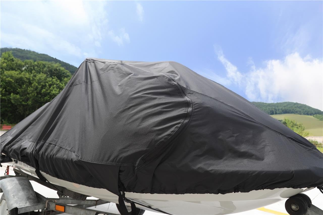 SBU Black Jet Ski Cover for Kawasaki STX-15F (2003-2020 Models) - Waterproof, UV-Resistant Protection for Outdoor Storage & Transport