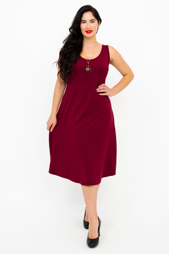 Becca Women's Burgundy Bamboo Dress - Soft & Comfortable Casual Wear for Summer Outings, Travel & Daily Use