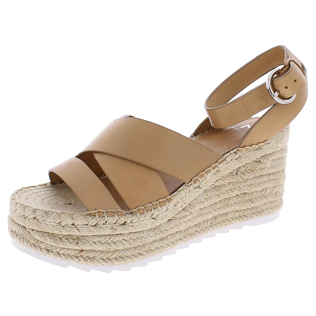 Marc Fisher Ltd. Women's Raffa Espadrille Platform Wedge Sandals - Natural Leather Size 10 | Comfortable Summer Casual Shoes for Beach, Vacation & Everyday Wear