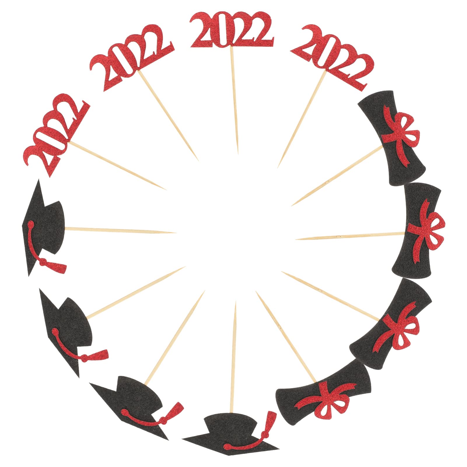 BESTonZON 12Pcs Graduation Cupcake Toppers - Class of 2022 Graduation Party Decorations - Perfect for Graduation Cakes, Cupcakes & Dessert Tables