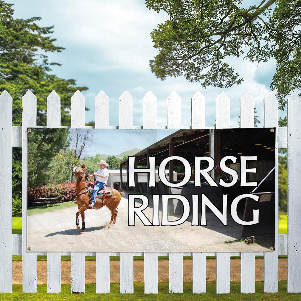 Durable 60x144 Inches Vinyl Banner for Horse Riding & Outdoor Advertising - Weatherproof, Industrial Yard Sign with 10 Grommets | Perfect for Equestrian Events, Business Promotion & Outdoor Decor