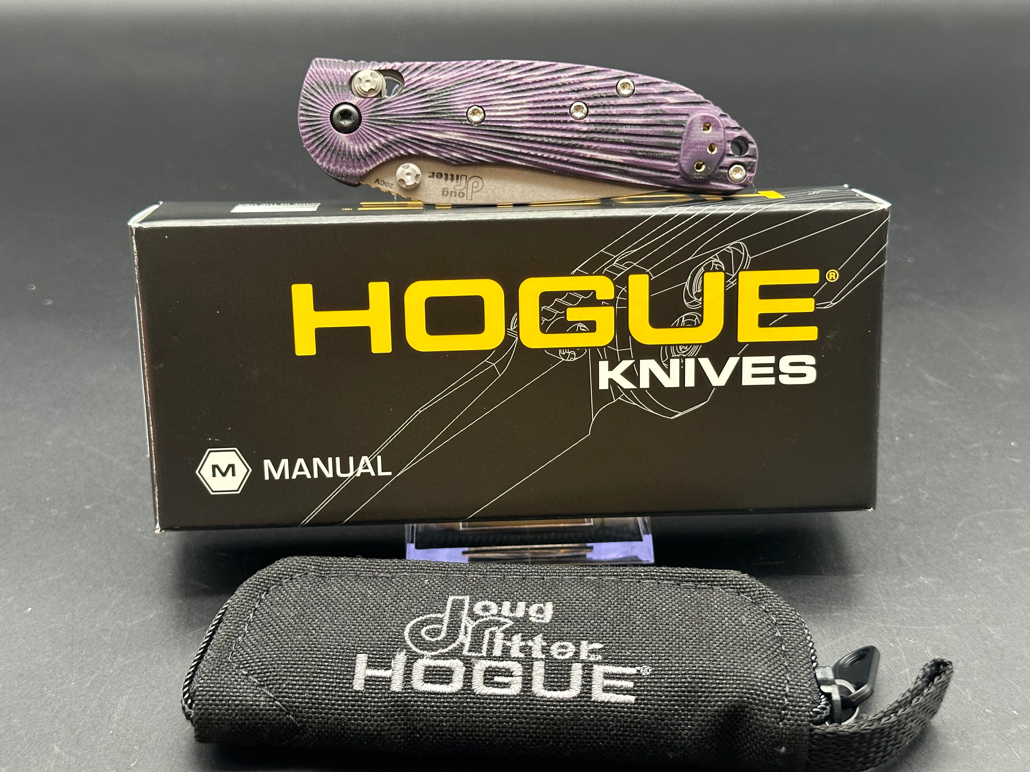 Hogue Doug Ritter Mini RSK MK1 G2 Knife - Exclusive Mascus Purple G10 Handle & Stonewashed Blade - Perfect for EDC, Outdoor Adventures, and Tactical Use