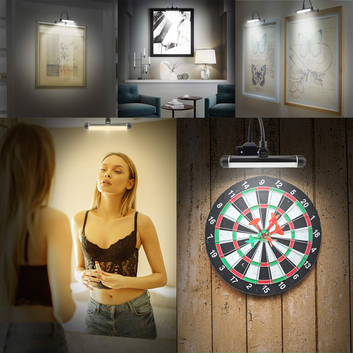BIGMONAT Cordless Rechargeable LED Picture Light - Clip On Display Lamp for Paintings, Artwork & Dart Boards - Dimmable with Timer & 3 Lighting Modes | Perfect for Home Gallery, Office Decor & Game Room Lighting