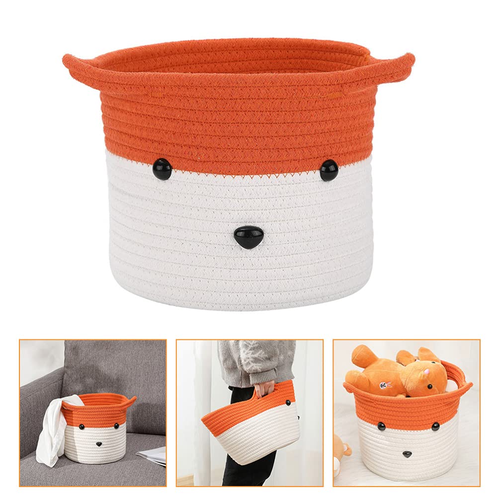 Cabilock 1-Piece Woven Cotton Rope Storage Basket - Laundry Hamper & Clothes Organizer for Bedroom, Bathroom, Nursery - Decorative Storage Bin for Towels, Toys, Blankets (Natural Fiber, Handmade)
