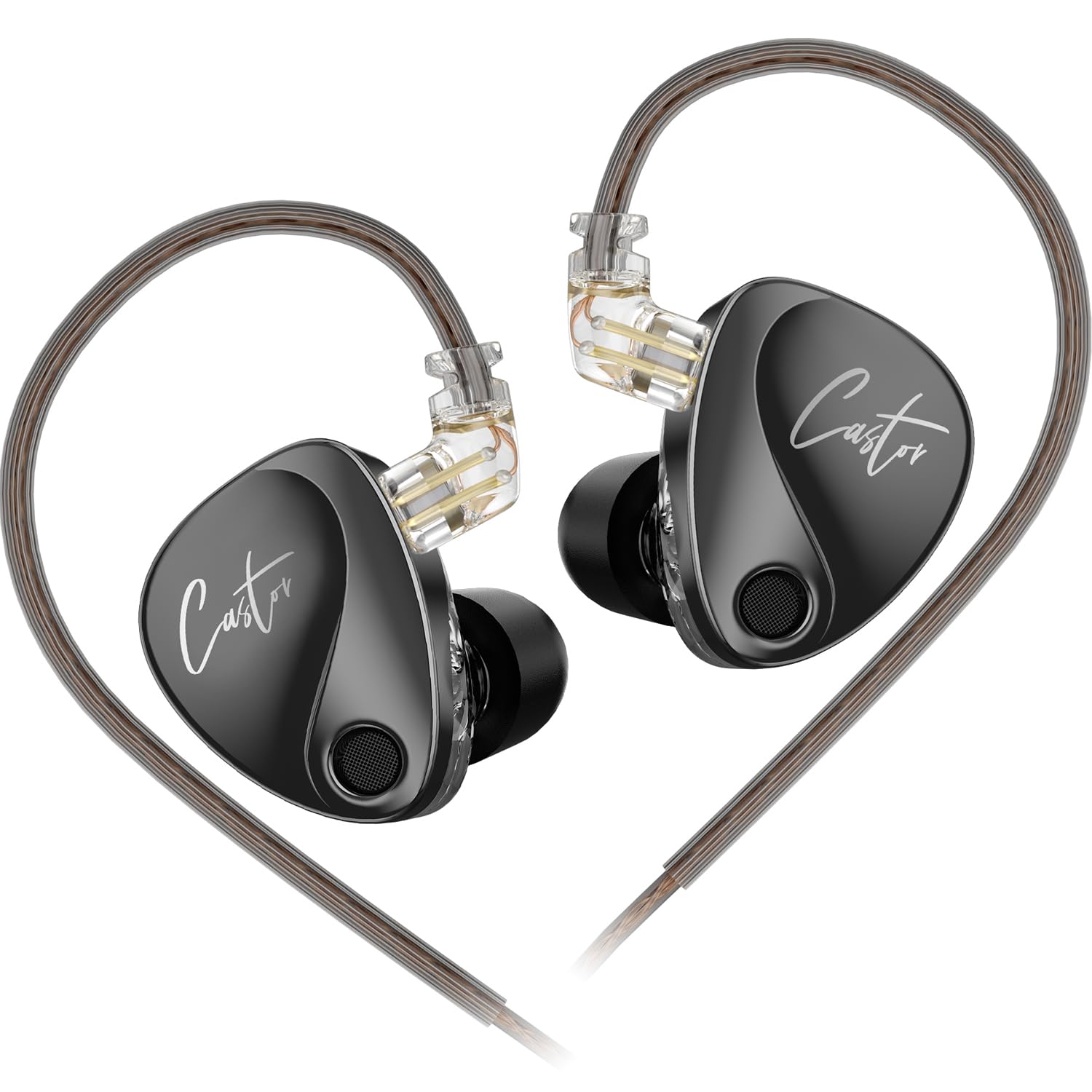 KZ Castor HiFi Earbuds - Dual Dynamic Driver In-Ear Headphones with 0.75mm Detachable Cable, Tunable Bass Monitor Earphones (Black) - Perfect for Music Lovers, Audiophiles & Studio Recording