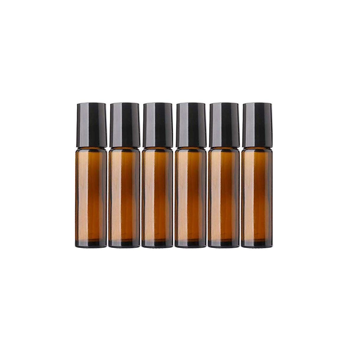 PHARCOS Classic Amber Glass Roll On Bottles with Black Cap - 10ml (Pack of 6) | Essential Oil Bottles, Perfume Roller, Aromatherapy & Lip Balm Container | Refillable, Leakproof, Eco-Friendly for Travel, Home & DIY Skincare