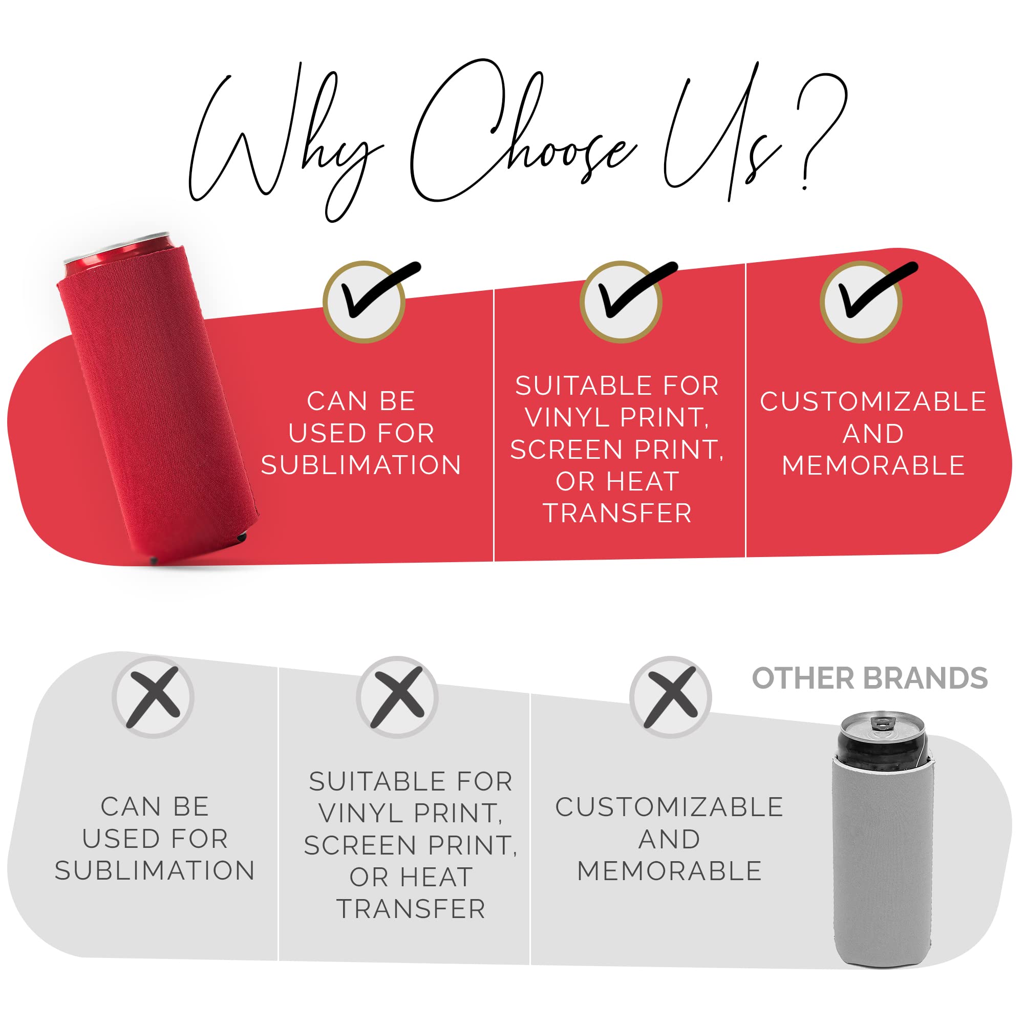 12 Pack Slim Neoprene Can Cooler Sleeves - Foldable 12oz Beer & Soda Insulators - Blank Sublimation-Ready Skinny Beverage Coolers (Red) - Perfect for Parties, BBQs, and Outdoor Events