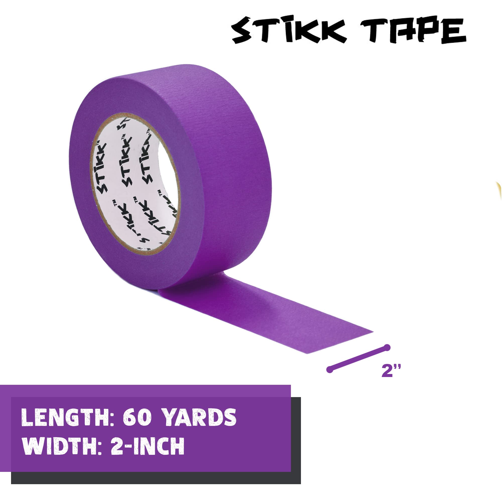 STIKK Premium Purple Painter's Tape 4-Pack - 2 Inch x 60 Yards - Residue-Free Masking Tape for Walls, Edges, Trim & Ceilings - Perfect for DIY Painting Projects, Home Renovation & Professional Use - Ideal for Clean Lines, Wall Art & Furniture Painting