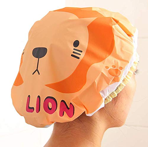WOIWO 5 Pack Cute Cartoon Shower Caps - Japanese Style Waterproof Bath Caps for Hair Washing & Showering - Perfect for Spa, Travel & Home Use