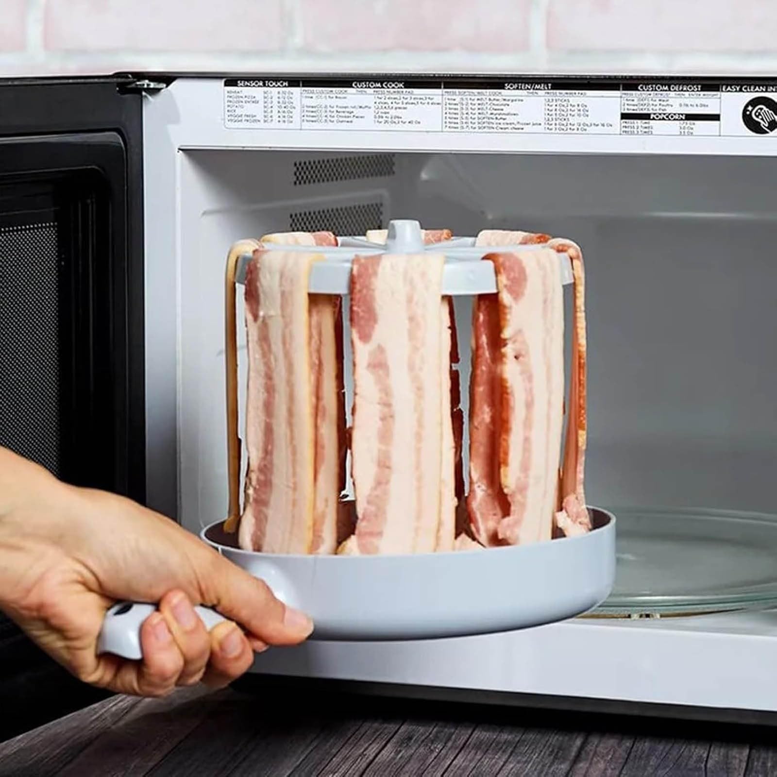 Microwave Barbecue Grill & Bacon Maker - Quick & Easy Microwave Grill Pan for BBQ, Bacon, Sausages | Crispy Bacon Cooker with Grease Saver & Strainer | Perfect for Breakfast, Camping & Small Kitchen Cooking