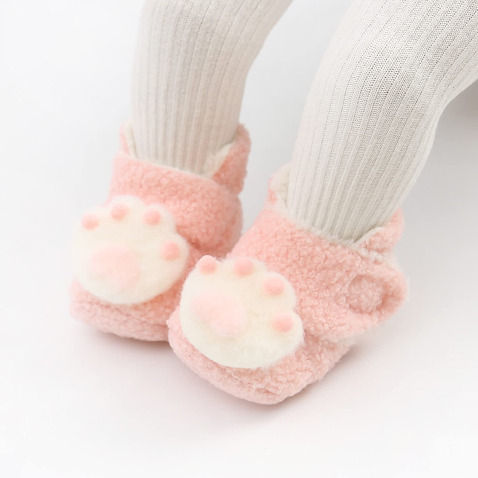 **Soft Unisex Baby Booties for 0-3 Months - Pink Crib Shoes for Newborns & Toddlers | Perfect for First Steps, Winter Warmth & Photo Outfits**
