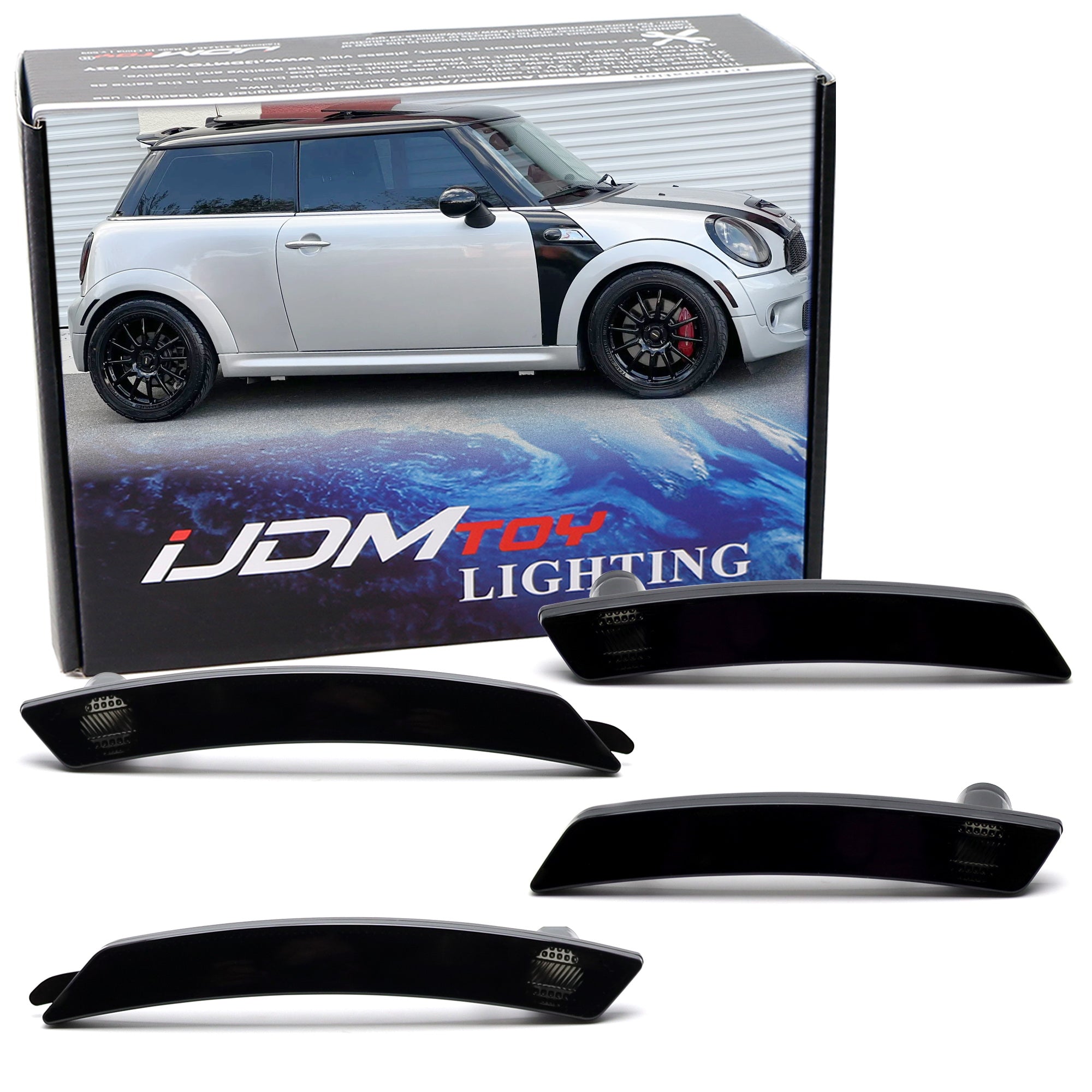4pc Set Smoked Lens Wheel Arch Side Marker Lamps for 2007-2013 Gen2 MINI Cooper | Enhanced Visibility & Style Upgrade | Perfect for Night Driving & Custom Car Modifications