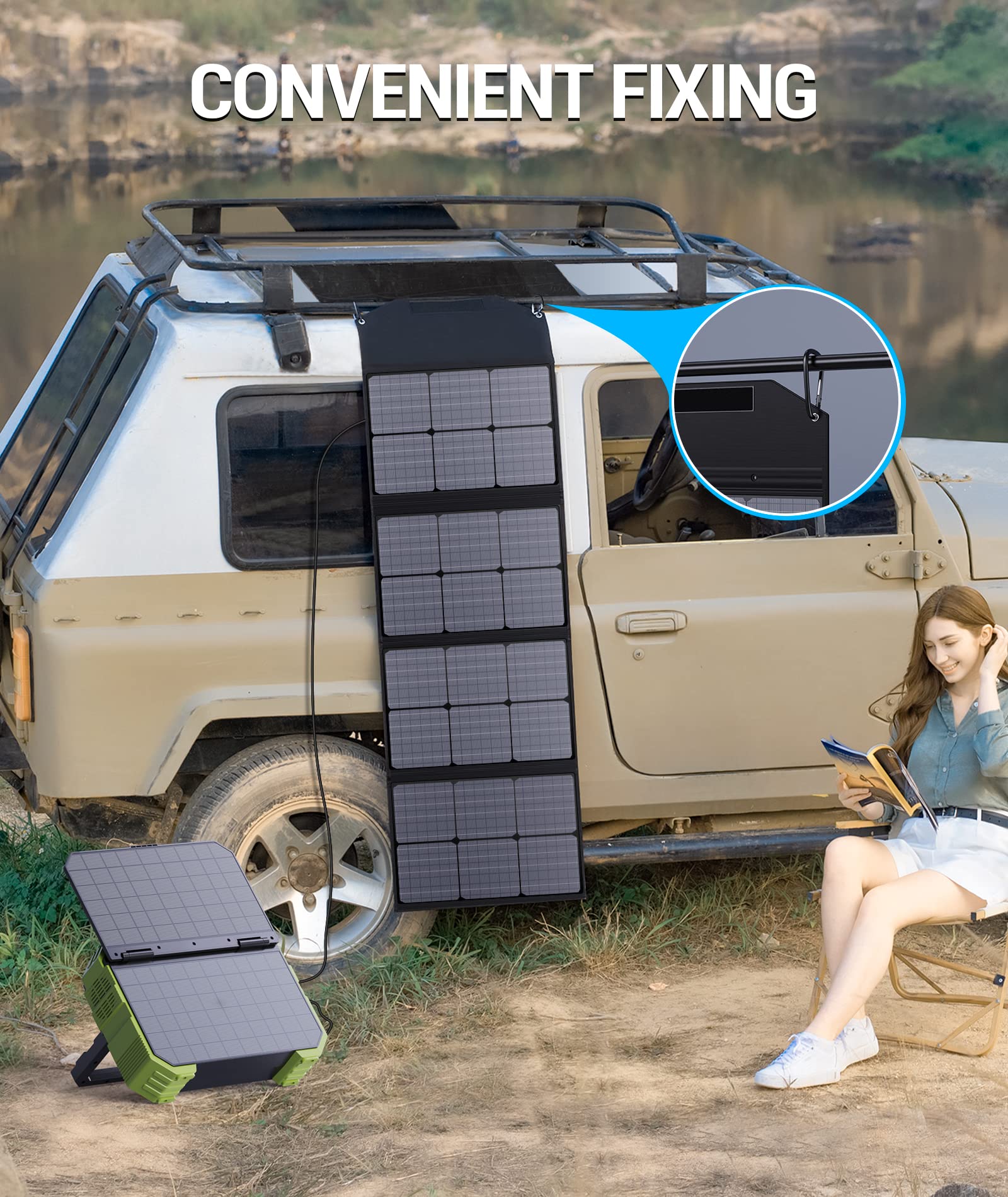 BLAVOR 120W Portable Solar Panel with PD45W & QC3.0 Fast Charging | 18V DC Output & USB A/C Ports | Compatible with Power Stations, Solar Generators, Phones, Tablets | Perfect for RV Camping, Off-Grid Living & Emergency Power Backup