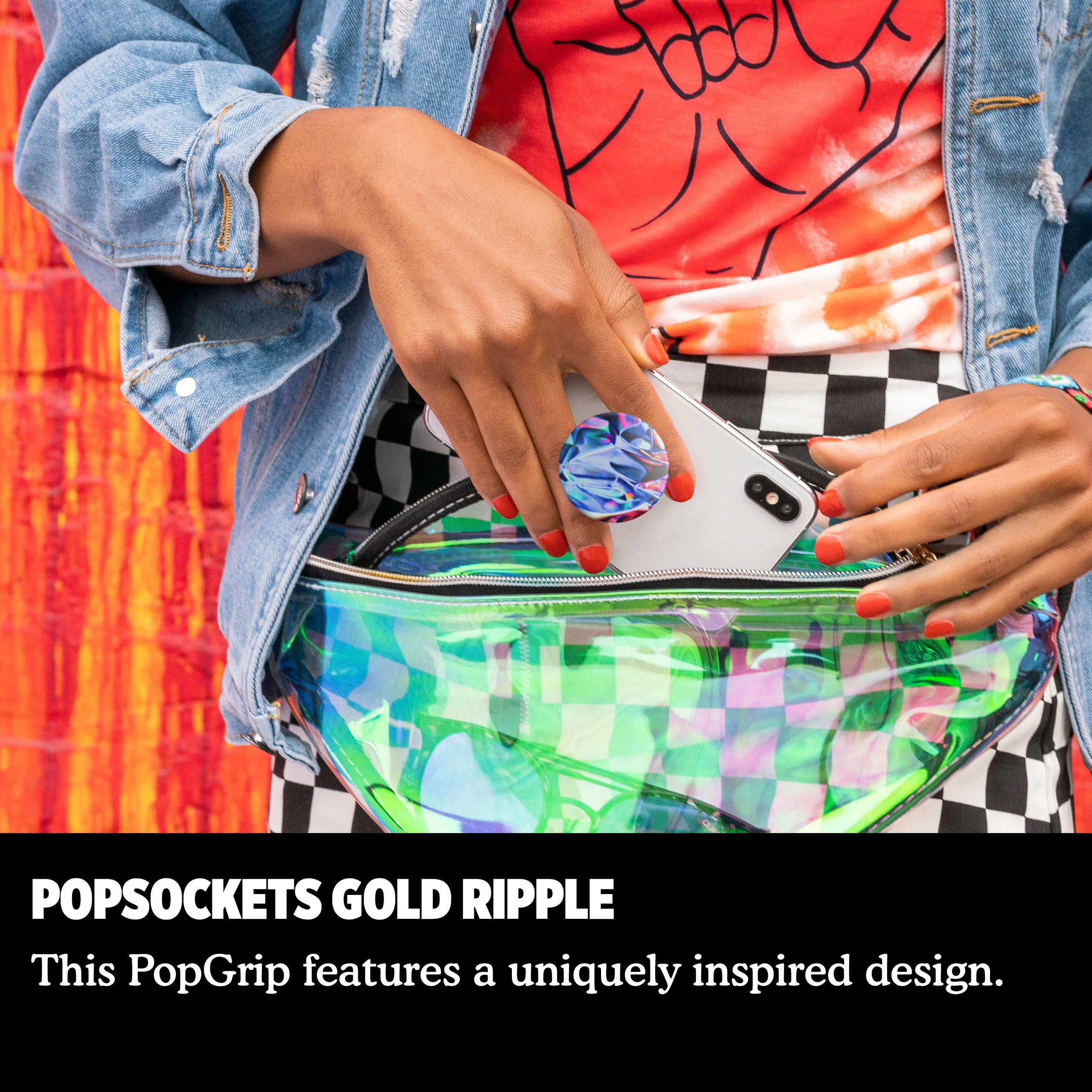 PopSockets PopGrip Expanding Phone Stand & Grip with Swappable Top - Gamma Flux Gloss Finish for iPhone, Samsung & Tablets | Perfect for Selfies, Video Calls & Hands-Free Viewing