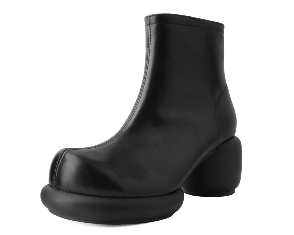 Black Burnished Bubble II Anarchic Zip Boot - Punk Rock Combat Boots for Women, Gothic Platform Boots with Chunky Heel - Perfect for Concerts, Nightclubs & Edgy Street Style