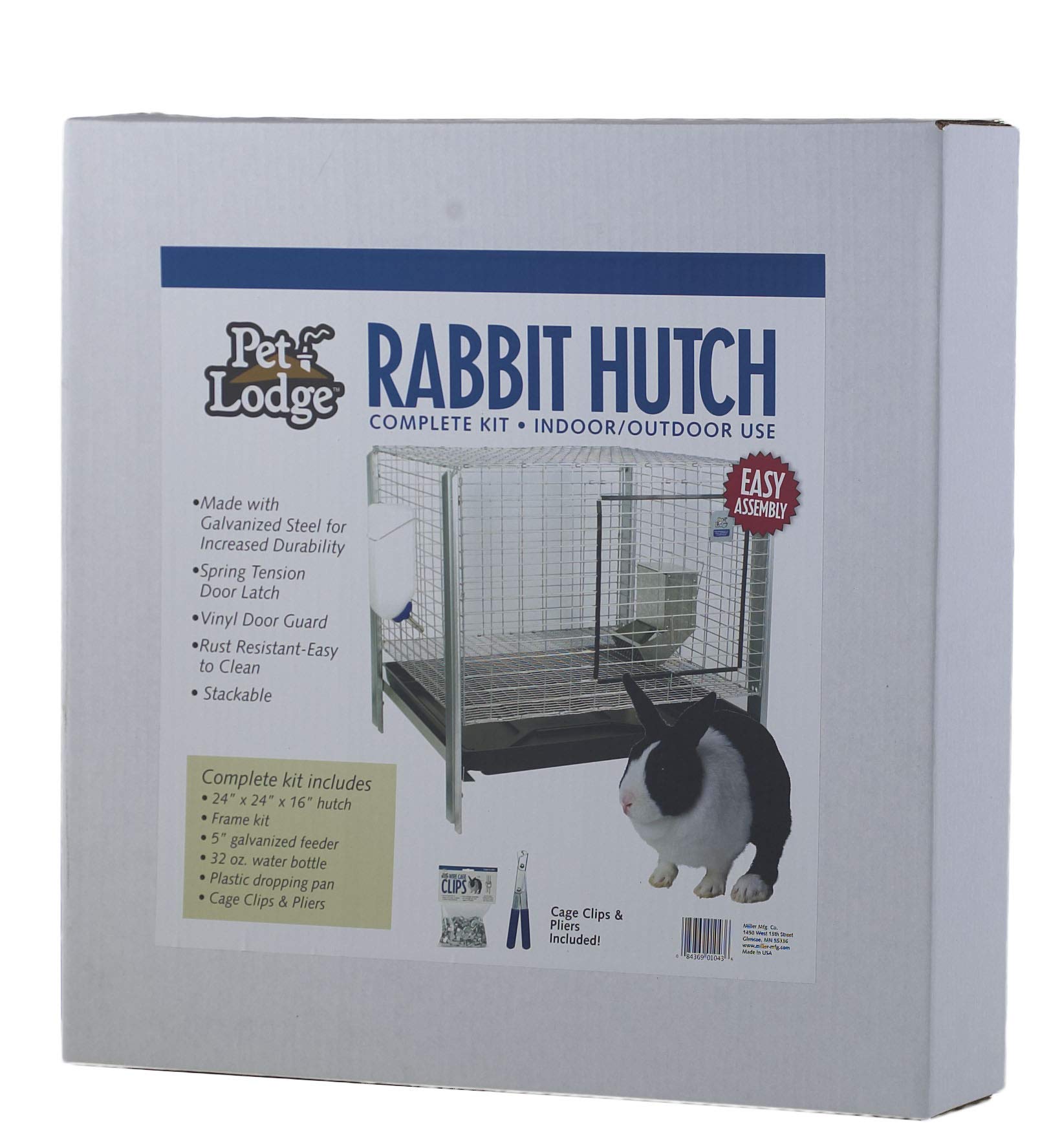 Premium Rabbit Hutch Complete Kit - Easy to Assemble Indoor/Outdoor Bunny Cage with Feeder & Water Bottle | Durable Pet House for Rabbits, Guinea Pigs & Small Animals | Perfect for Backyard, Garden or Home Use (Model RHCK1)