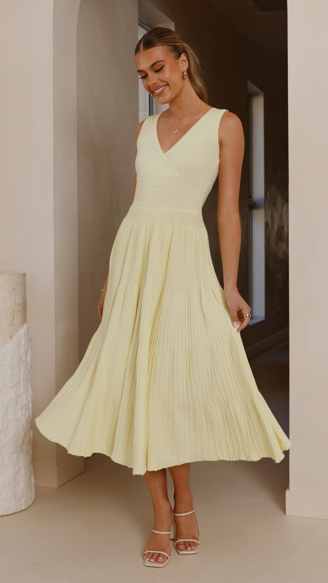 Jayde Knit Dress for Women - Soft & Comfortable Yellow Knitted Dress for Casual Wear, Office, and Date Night
