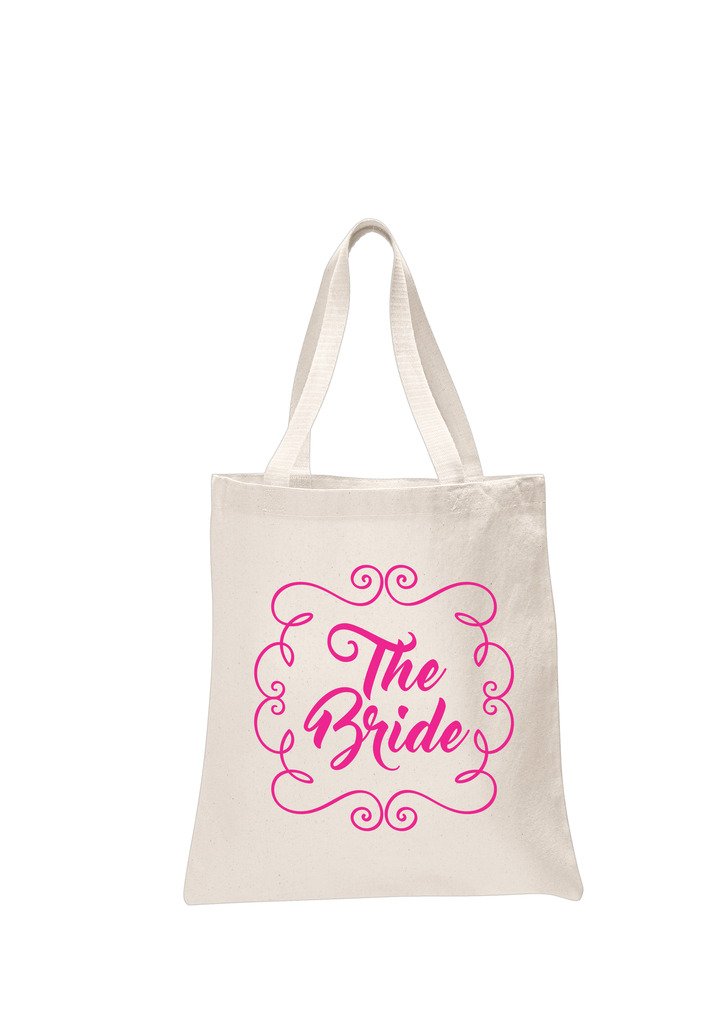 Elegant Pink Printed Wedding Favor Tote Bags - Natural Bridal Gift for Bride & Hen Party - Perfect for Bridal Showers, Bachelorette Parties & Wedding Guest Favors