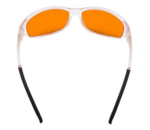 Blue Light Blocking Amber Glasses for Sleep & Nighttime Use - Orange Tinted Computer Glasses for Eye Strain Relief (Transparent Frame) - Perfect for Night Reading, Gaming & Screen Time