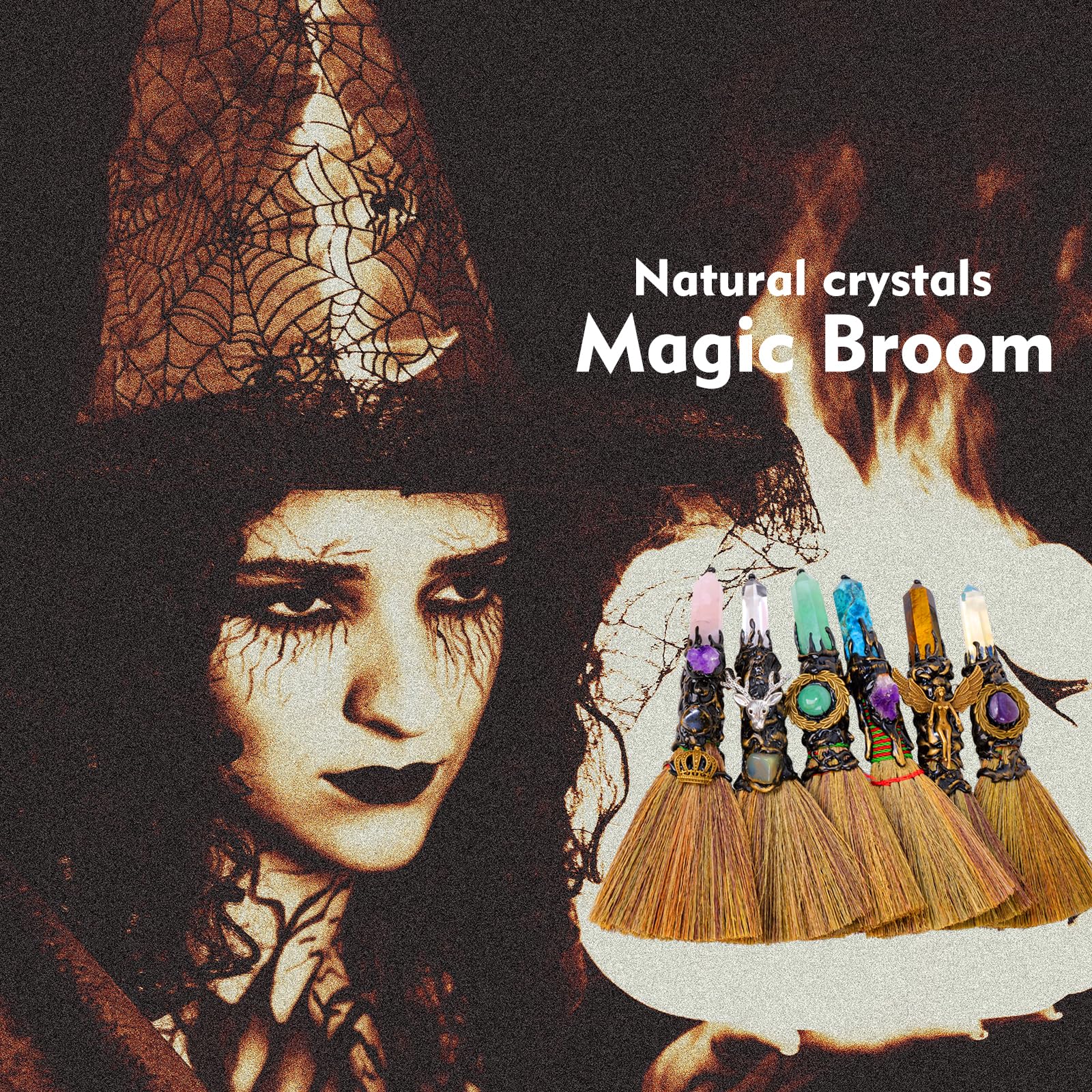 Natural Tiger Eye Crystal Broom - 7.08