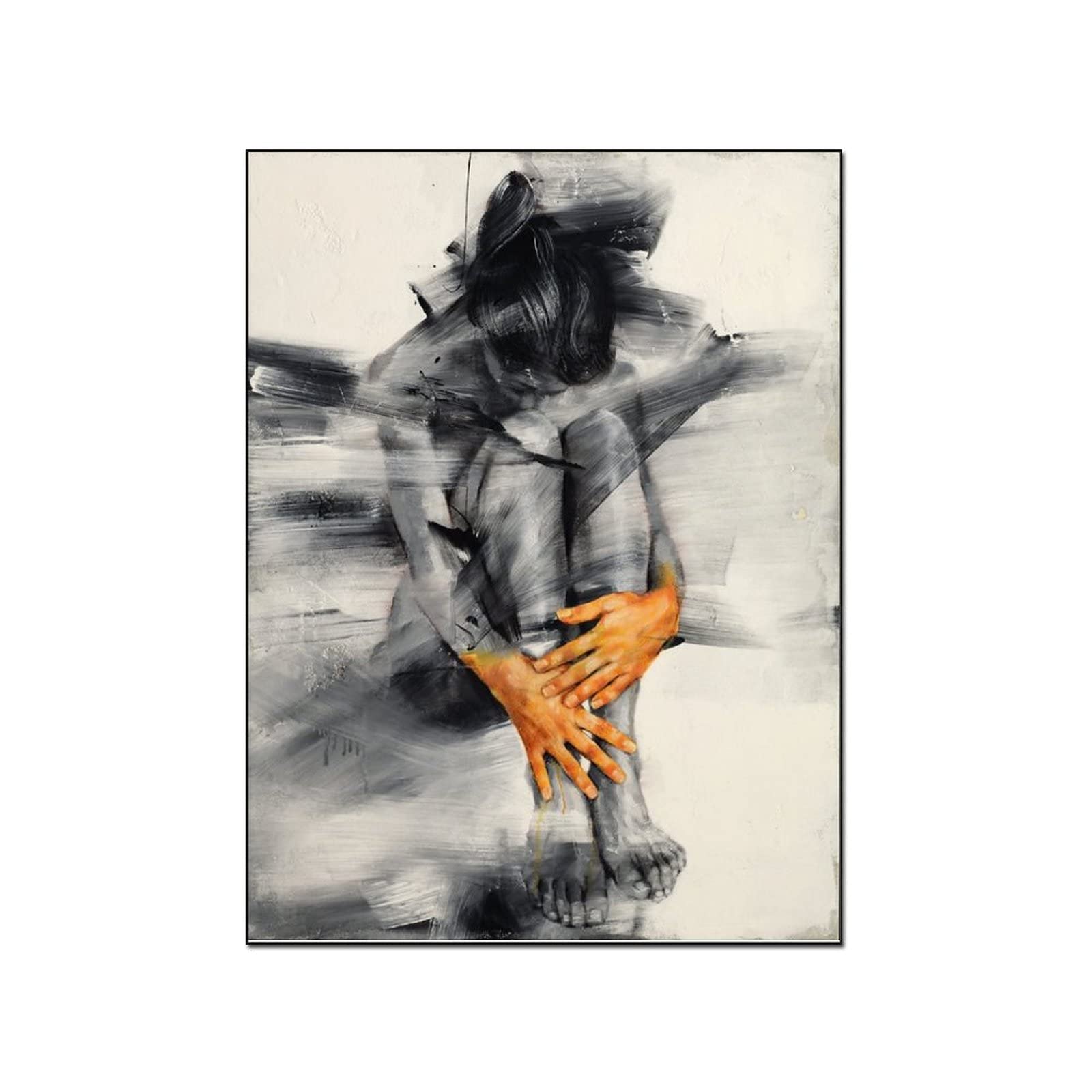 Abstract Black and White Oil Painting Art Poster - Modern Woman Character Wall Decor for Girls Room, Aesthetic Canvas Wall Art (24x36 inch / 60x80cm) - Perfect for Bedroom, Living Room & Office Decor