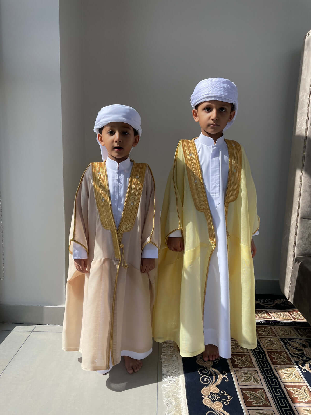 Light Beige Kids Bisht - Traditional Arabic Robe for Boys & Girls - Perfect for Eid, Weddings & Special Occasions