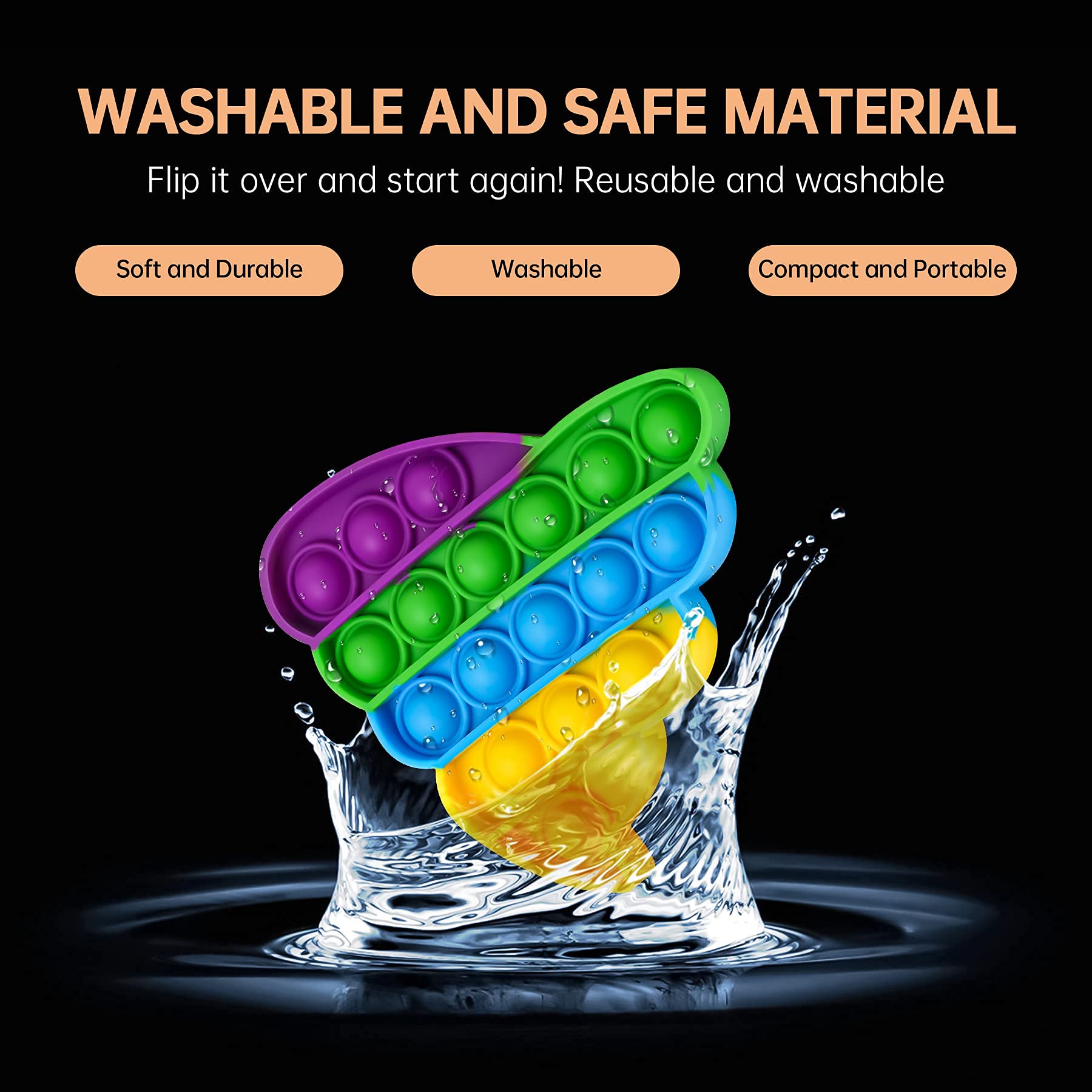 NiHealth Fidget Pack Push Pop Bubble Sensory Toy - Stress Relief & Anxiety Relief for Kids & Adults - Silicone Squeeze Popper Toy (Rainbow Poop) - Perfect for ADHD, Autism, Office & Classroom Focus