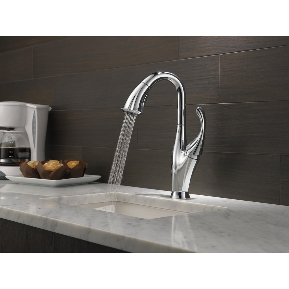 Delta Addison Bar Faucet with Pull-Down Sprayer - Chrome Finish 9992 DST - Perfect for Kitchen Islands, Wet Bars & Entertaining Areas