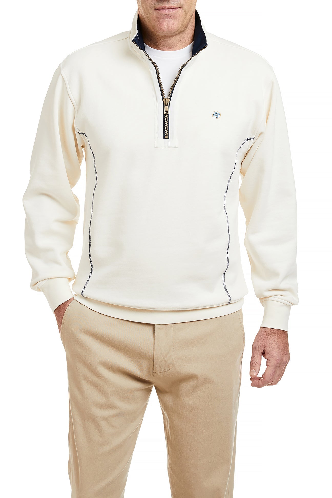Breakwater Quarter Zip Fleece Pullover - Ivory | Soft & Warm Men's Casual Jacket for Outdoor Hiking & Fall Layering