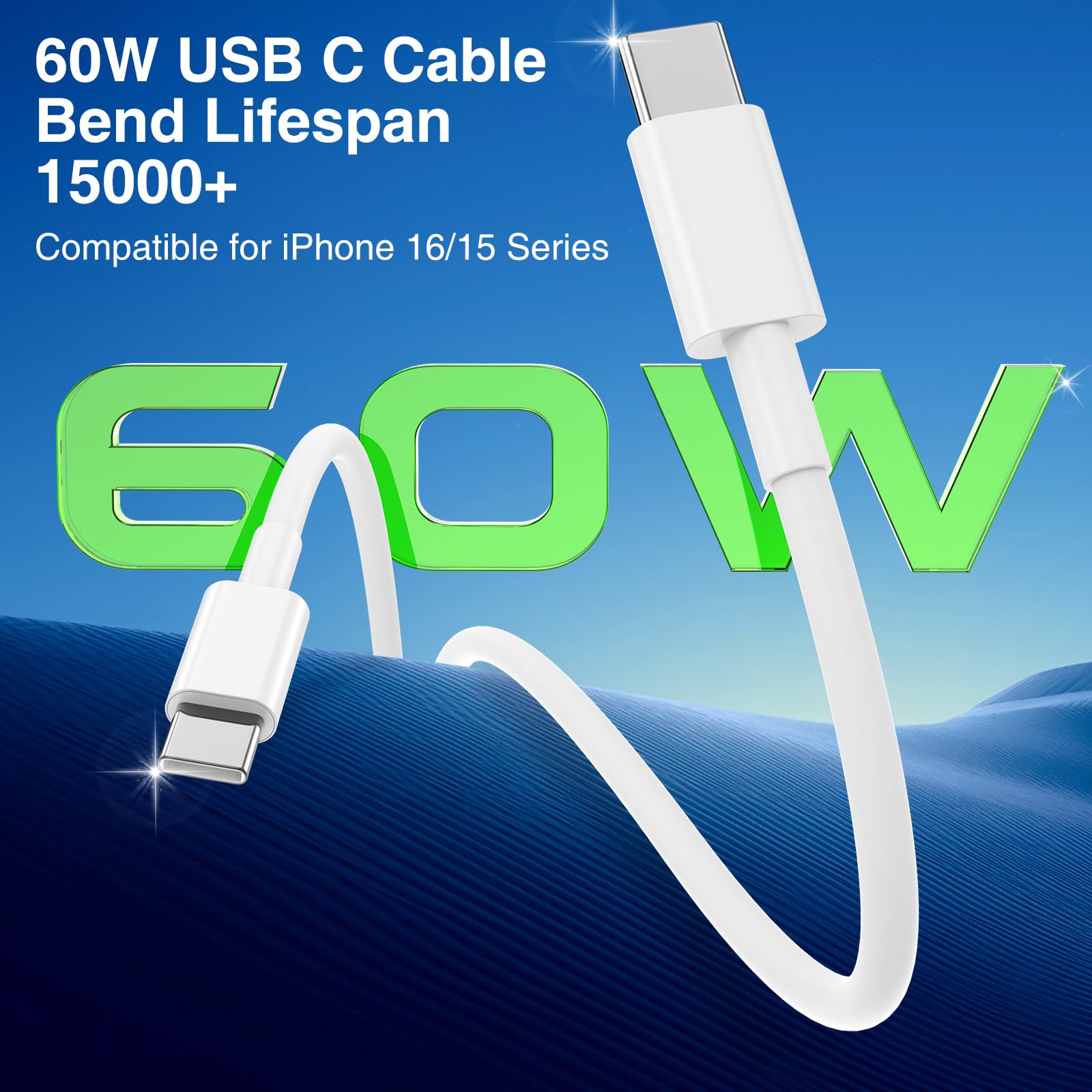 20W PD Fast Charger for iPhone 16/15 Series & iPad Pro - USB C Wall Charger with 6FT Type C Cable | Compatible with iPhone 16 Pro Max/Plus, 15 Pro/Pro Max, iPad Air, AirPods | Fast Charging for Home, Office & Travel