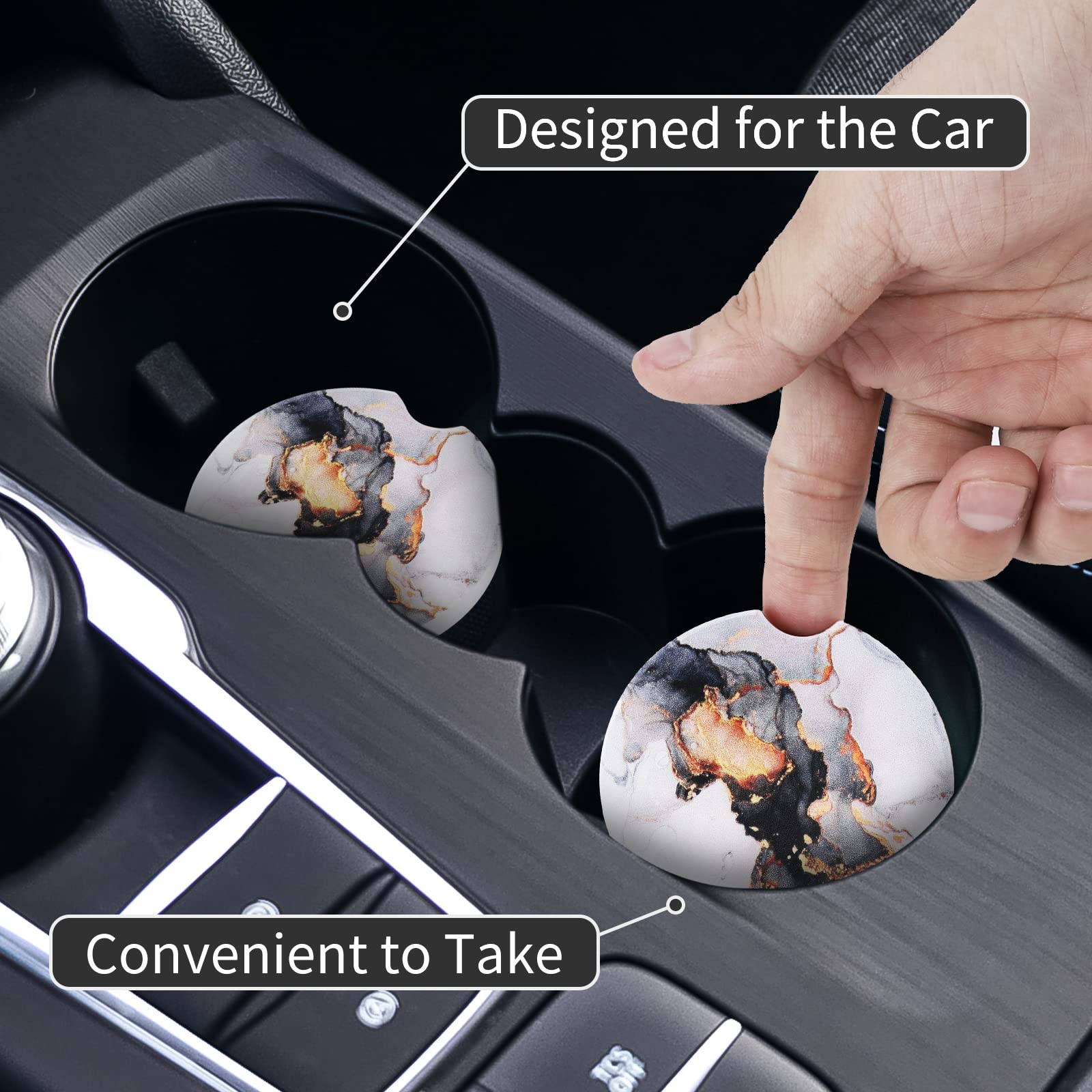 2-Pack Ceramic Car Cup Coasters for Cup Holders - 2.56