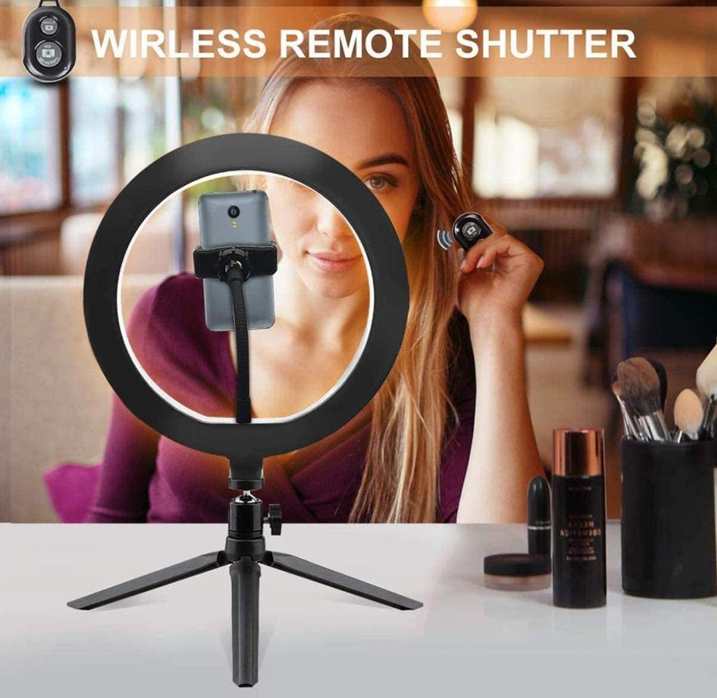 HMTE 6-inch Dimmable LED Ring Light with Tripod Stand - Perfect for Makeup, YouTube Videos, Live Streaming & Photography