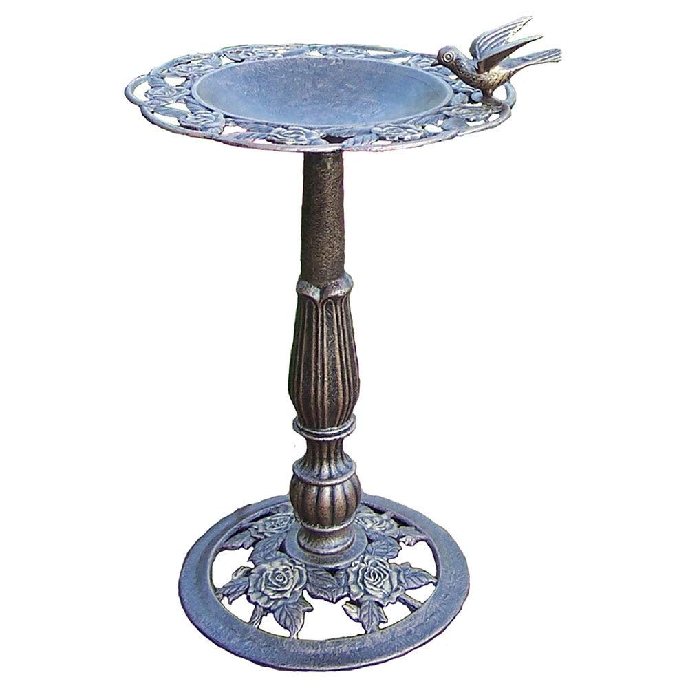 Premium Black & Brown Rose Bird Bath - Elegant Pedestal Garden Decor in Durable Aluminum Iron - Attracts Wild Birds & Enhances Outdoor Spaces - Perfect for Backyard Birdwatching, Patio Decor & Small Gardens - Great Gift for Nature Lovers & Garden Enthusiasts - Ideal for Decks, Porches, Yards to Create a Bird-Friendly Oasis & Boost Curb Appeal
