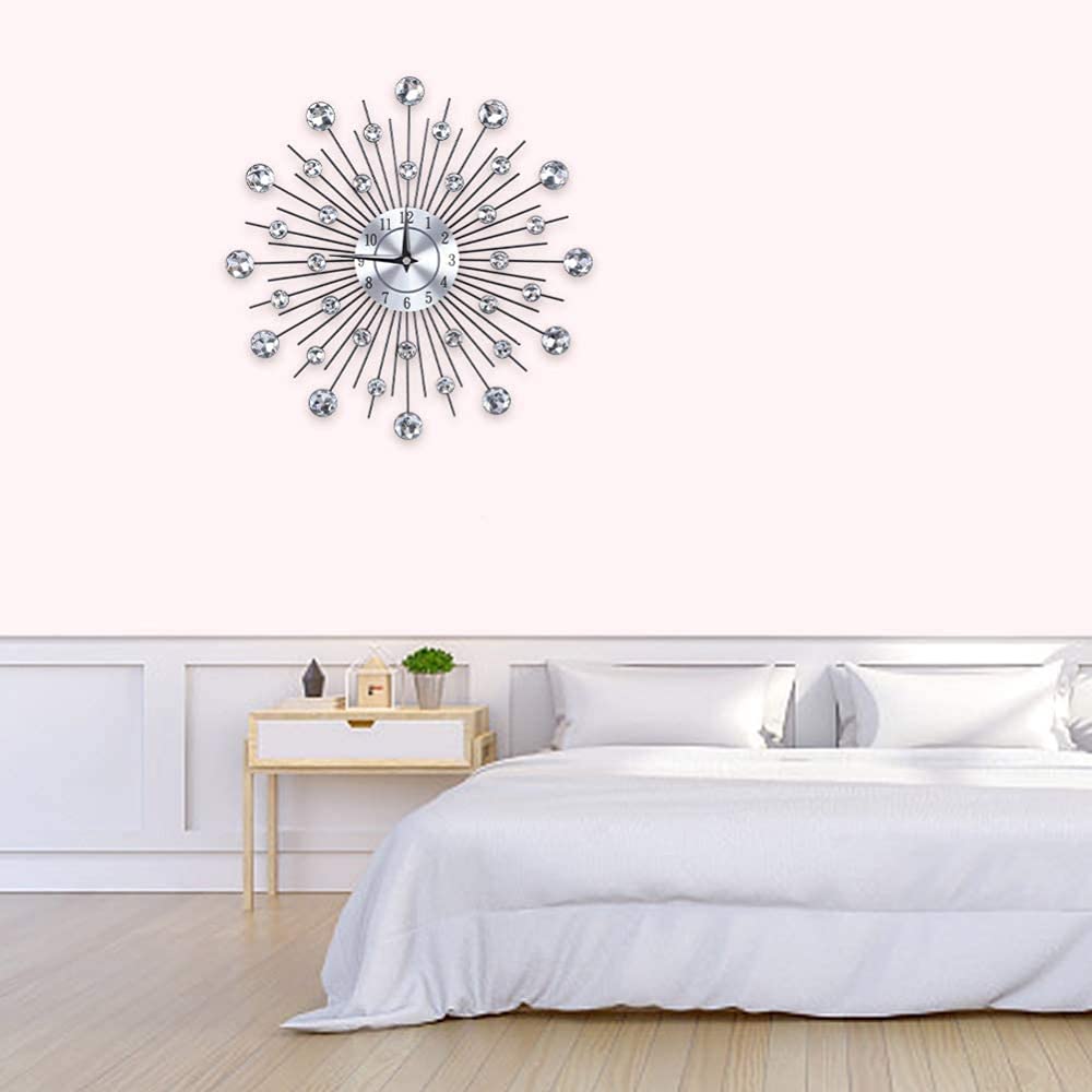 Elegant Silver 3D Flower Wall Clock - Silent Non-Ticking Round Metallic Decor for Living Room, Office, School & Bedroom | Perfect Home & Workspace Decoration