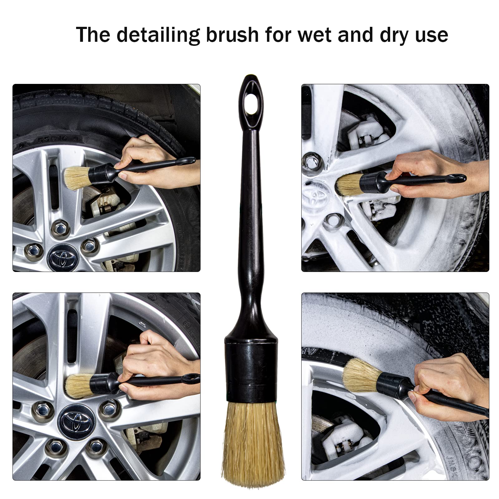 **3-Pack Car Detailing Brushes Set - Scratch-Free Wheel Rim, Interior & Exterior Cleaning Tools for Leather, Emblems, Tires & Nuts (Wet/Dry Use) - Perfect for Auto Detailing, DIY Car Wash & Professional Cleaning**
