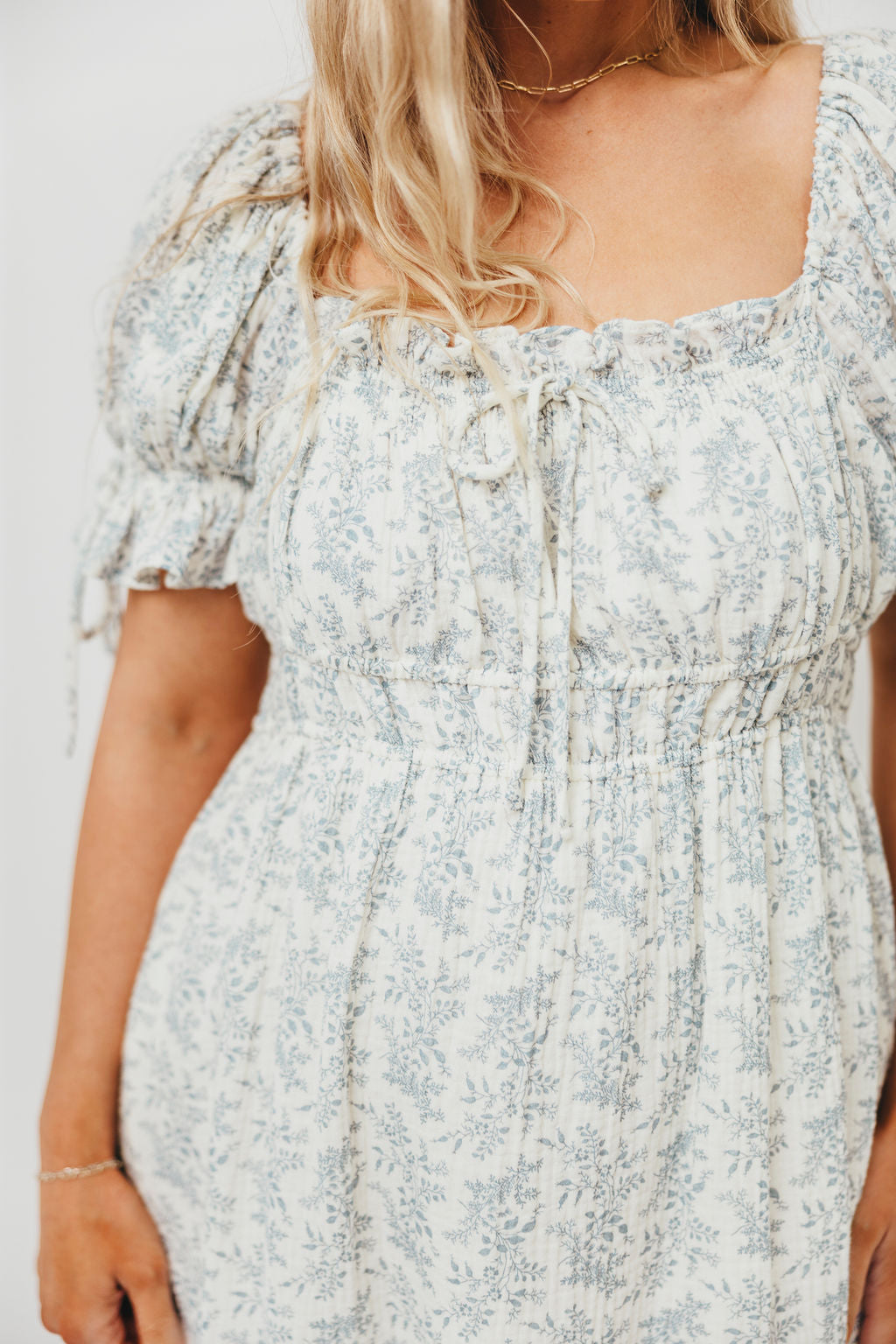 100% Cotton Savanna Steppe Midi Dress - Bump Friendly Maternity & Plus Size Blue Floral Dress for Women | Perfect for Summer Vacations, Beach Outings and Casual Wear