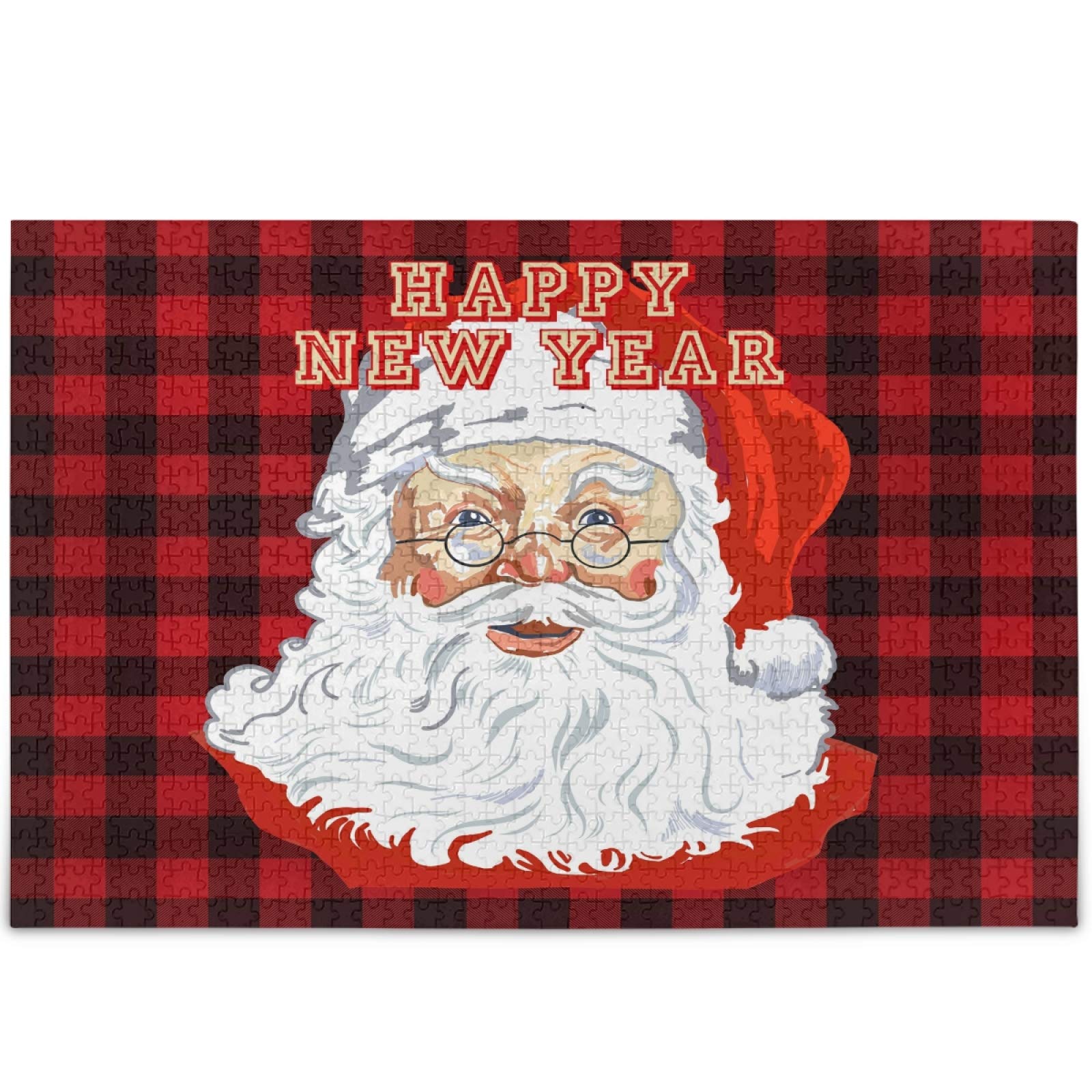 1000-Piece Christmas Santa Claus Jigsaw Puzzle - Buffalo Xmas Tree Red Black Plaid Puzzle for Adults & Kids - DIY Holiday Gift for Family Game Night & Winter Decor