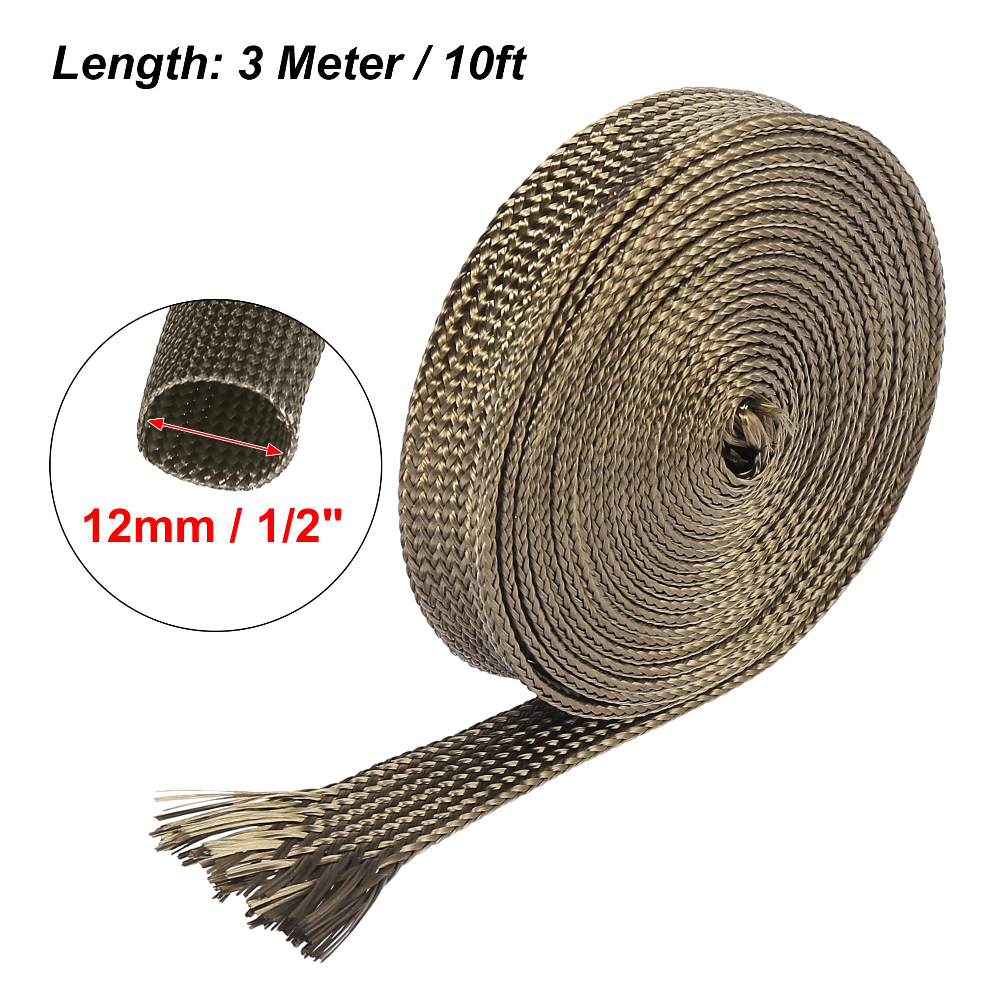 X AUTOHAUX 10ft Fiberglass Heat Shield Sleeve - 12mm (1/2