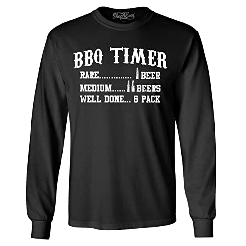 Shop4ever® Funny BBQ Timer Drinking Long Sleeve T-Shirt - Perfect for Grilling Parties, Beer Enthusiasts & Outdoor Events