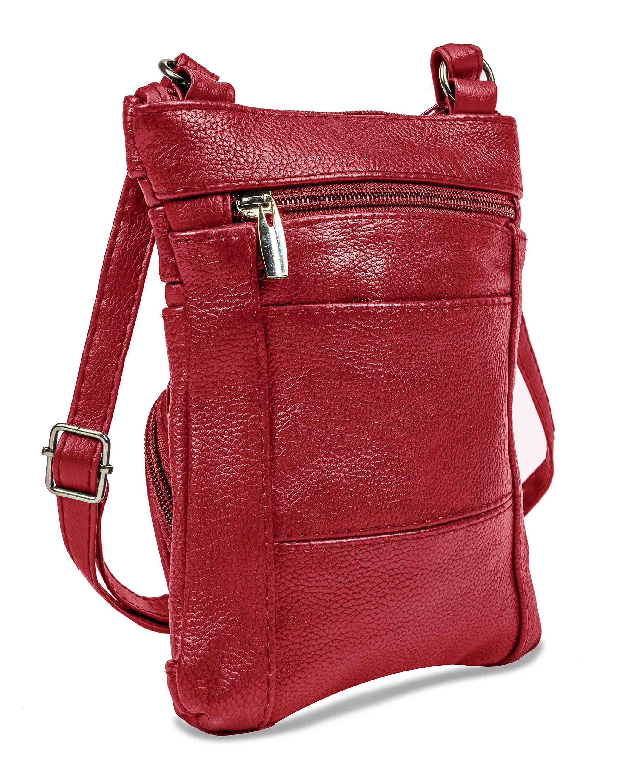Krediz Genuine Leather Crossbody Bags for Women - Multi Pocket Adjustable Strap Shoulder Purse - Soft & Durable Leather Handbag - Perfect for Travel, Shopping & Everyday Use