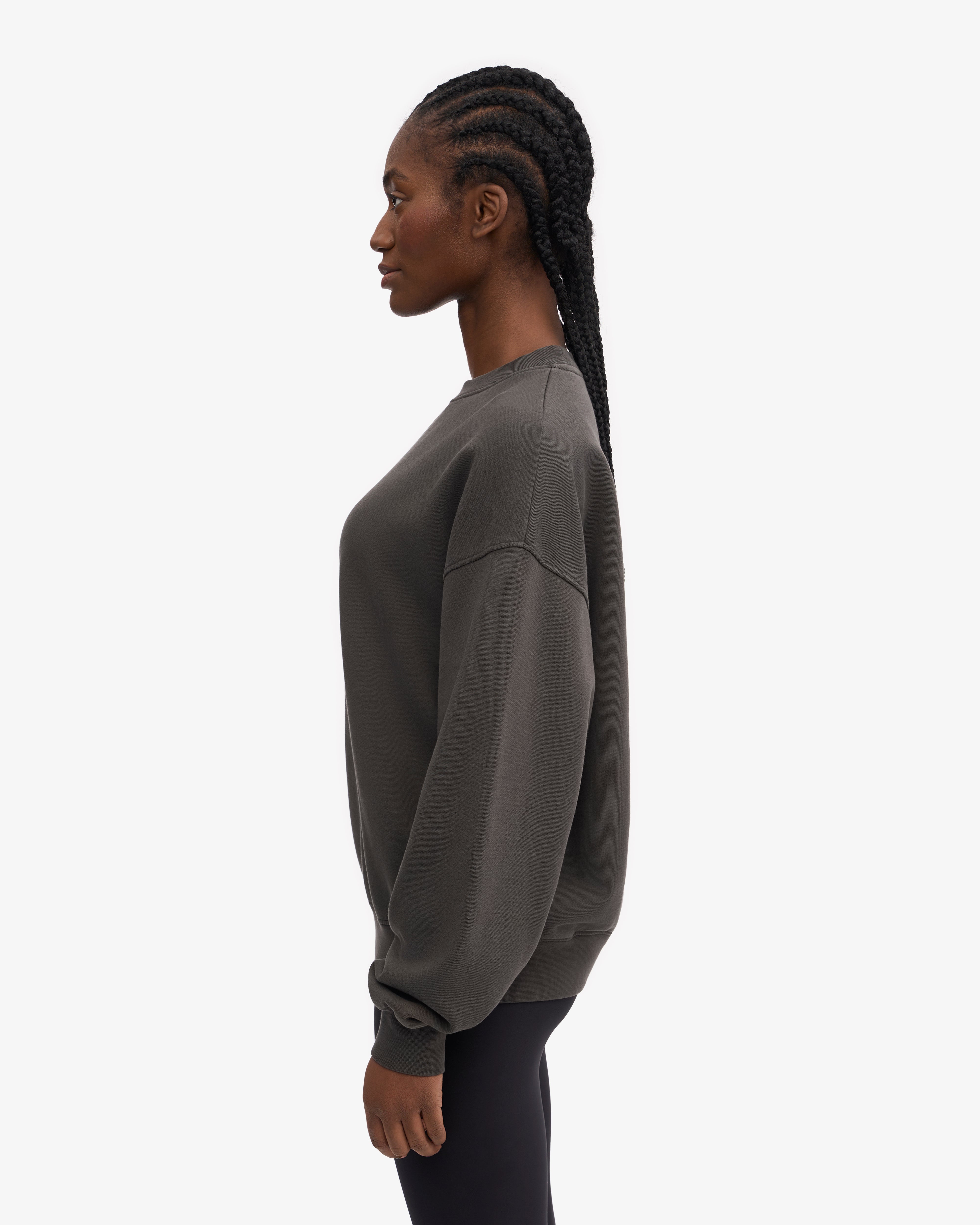 Organic Oversized Crewneck Sweatshirt for Women - Soft & Comfortable Lava Grey Pullover - Perfect for Casual Wear, Lounge & Street Style