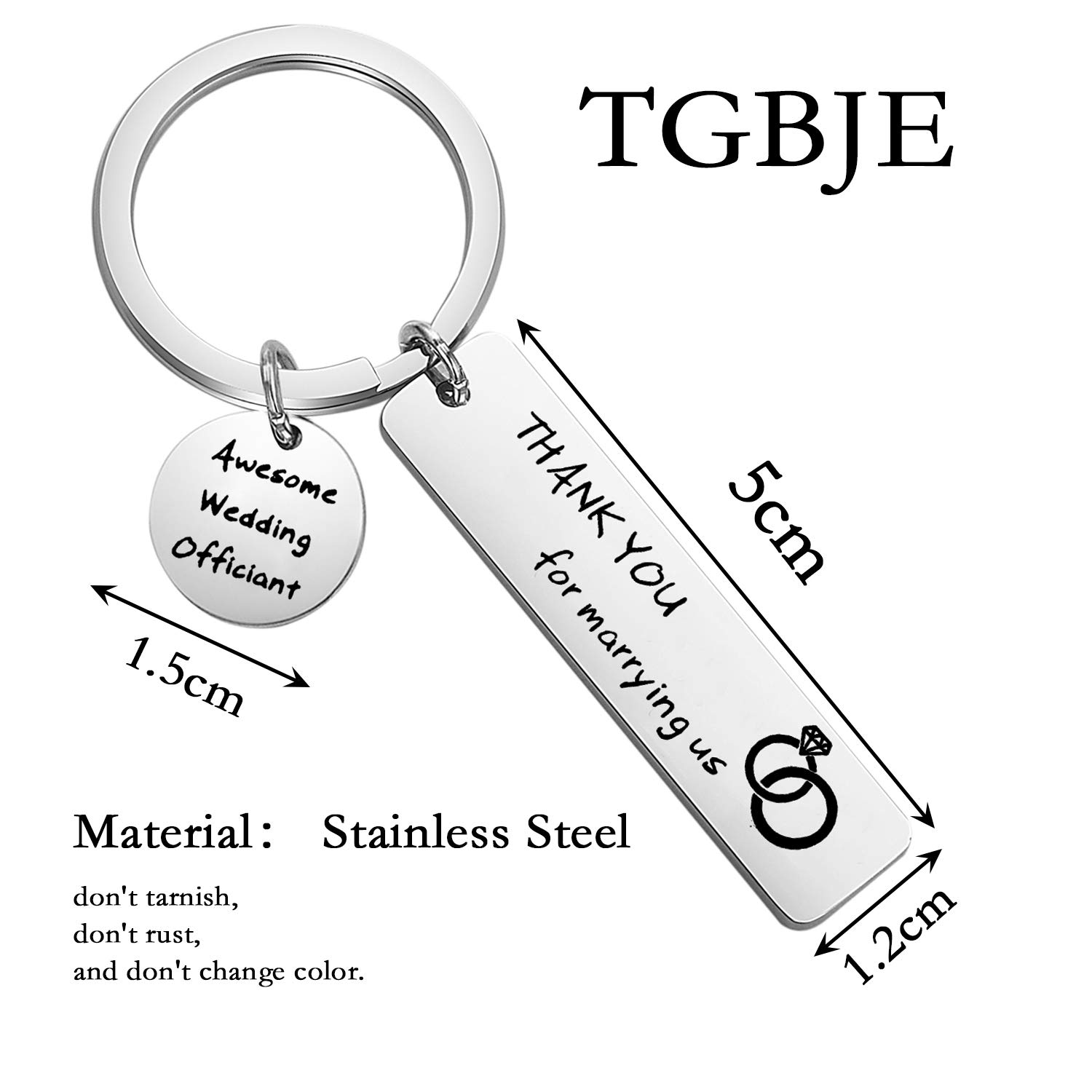 Wedding Officiant Gift Keychain - Thank You for Marrying Us - Personalized Officiant Appreciation Gift - Bridal Party Gift for Pastor, Priest or Minister - Perfect for Wedding Ceremonies & Officiant Thank You Gifts